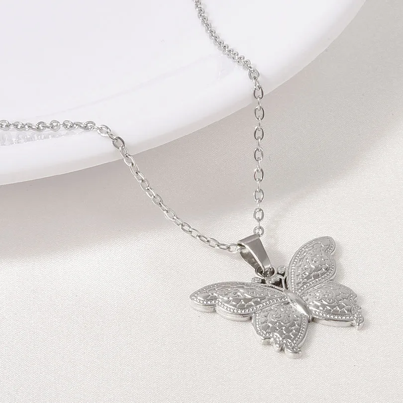 Retro Simple Style Butterfly 304 Stainless Steel Plating 18K Gold Plated Unisex Pendant Necklace display picture 6