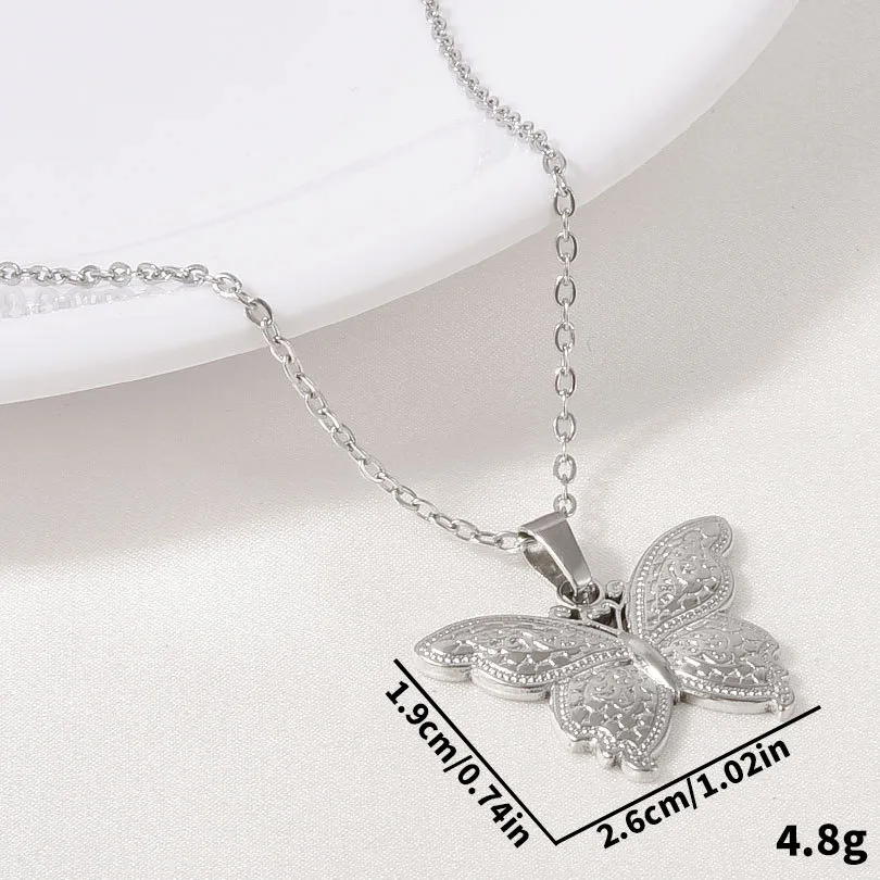 Retro Simple Style Butterfly 304 Stainless Steel Plating 18K Gold Plated Unisex Pendant Necklace display picture 7