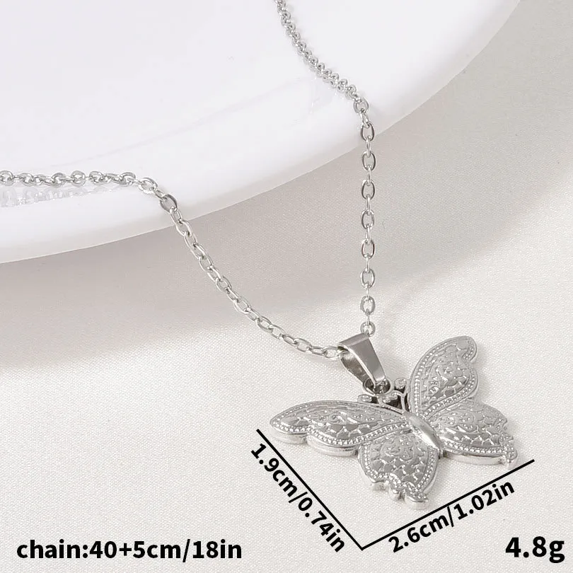 Retro Simple Style Butterfly 304 Stainless Steel Plating 18K Gold Plated Unisex Pendant Necklace display picture 8