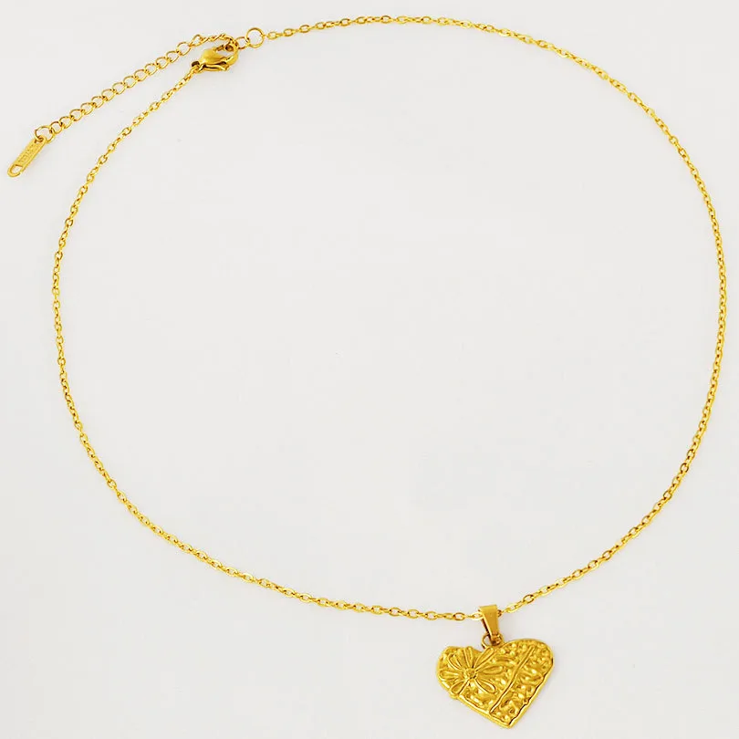 Vintage Style Simple Style Heart Shape 304 Stainless Steel Plating 18K Gold Plated Unisex Pendant Necklace display picture 1