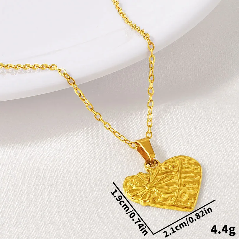 Vintage Style Simple Style Heart Shape 304 Stainless Steel Plating 18K Gold Plated Unisex Pendant Necklace display picture 4