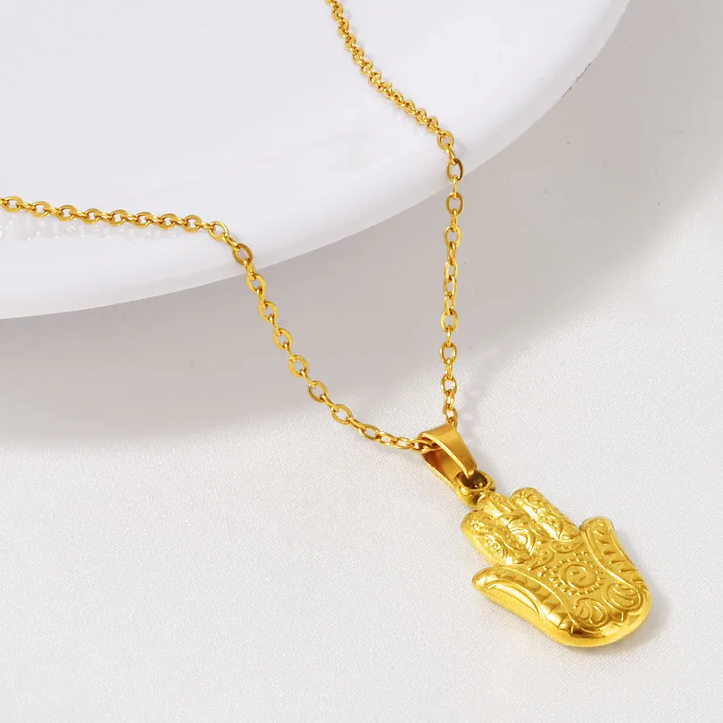 Retro Classic Style Palm 304 Stainless Steel Irregular Plating 18K Gold Plated Women's Pendant Necklace display picture 3