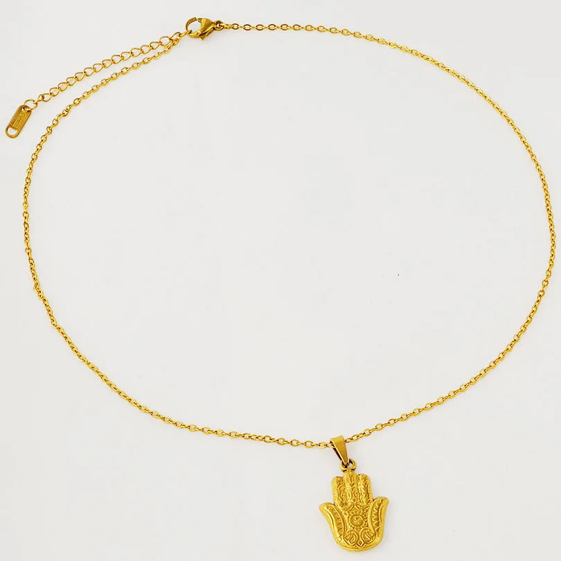 Retro Classic Style Palm 304 Stainless Steel Irregular Plating 18K Gold Plated Women's Pendant Necklace display picture 2