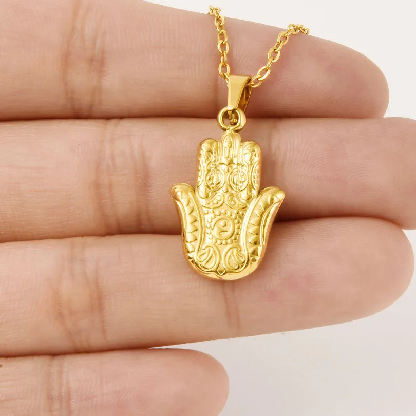 Retro Classic Style Palm 304 Stainless Steel Irregular Plating 18K Gold Plated Women's Pendant Necklace display picture 1