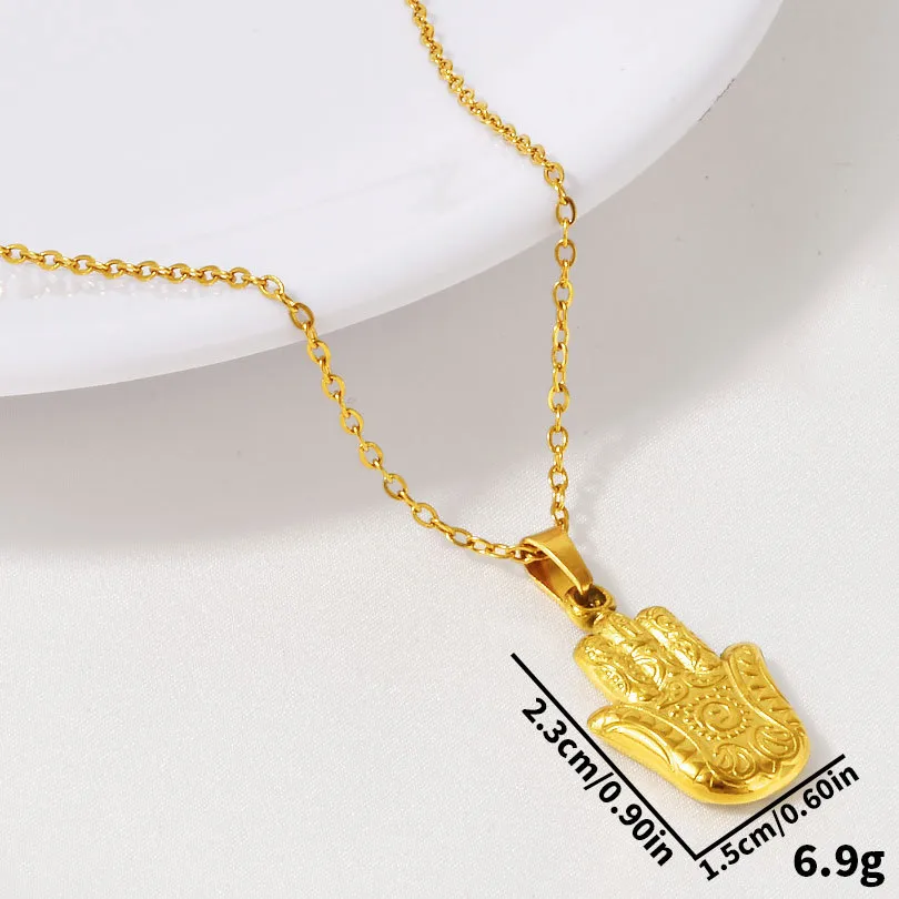Retro Classic Style Palm 304 Stainless Steel Irregular Plating 18K Gold Plated Women's Pendant Necklace display picture 4