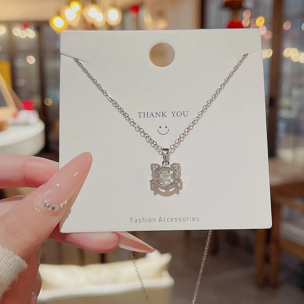 Cute Sweet Cat Titanium Steel Women's Pendant Necklace display picture 4