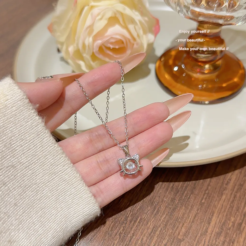 Cute Sweet Cat Titanium Steel Women's Pendant Necklace display picture 2