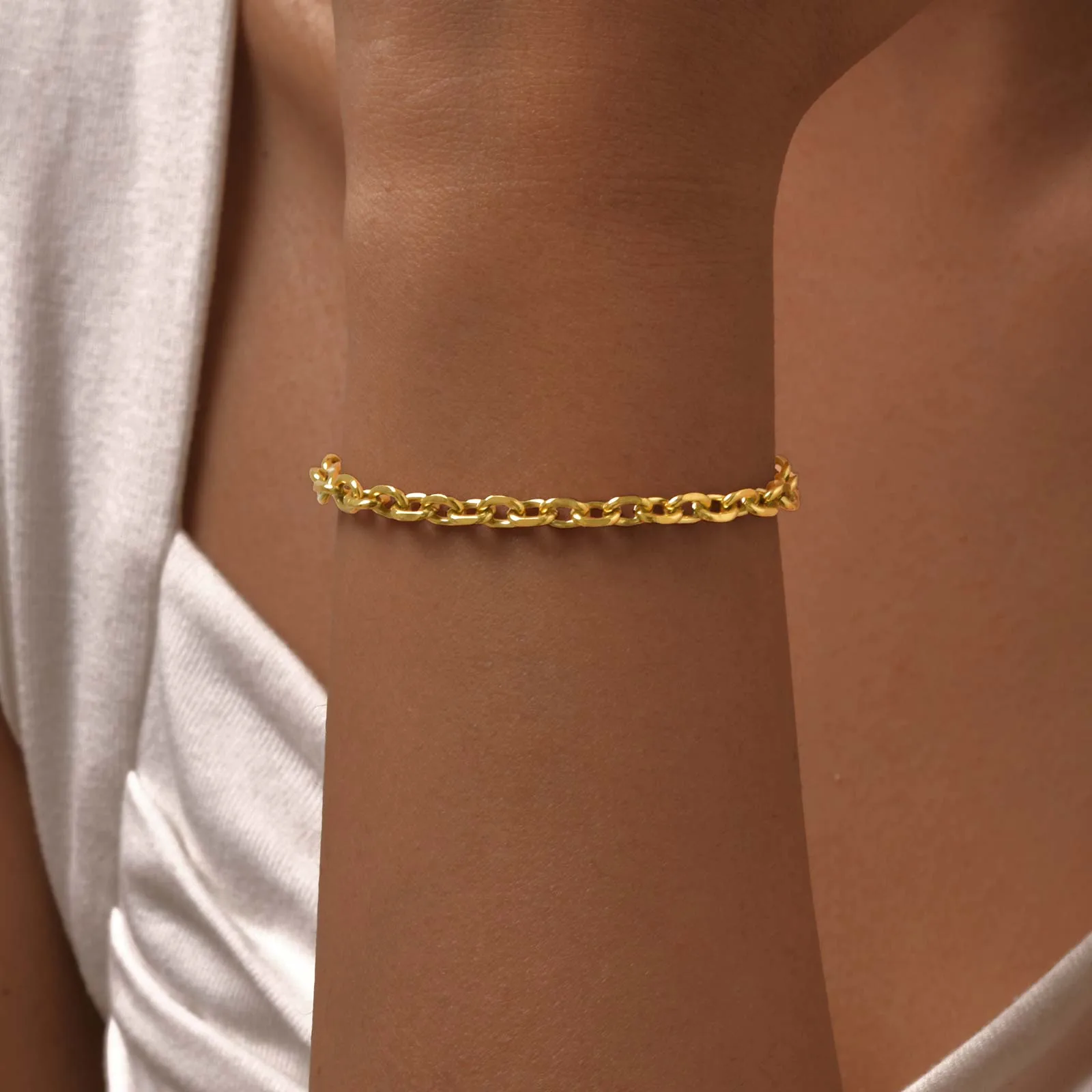 Vintage Style Classic Style Geometric 304 Stainless Steel 18K Gold Plated Cable Chain Bracelets In Bulk display picture 1