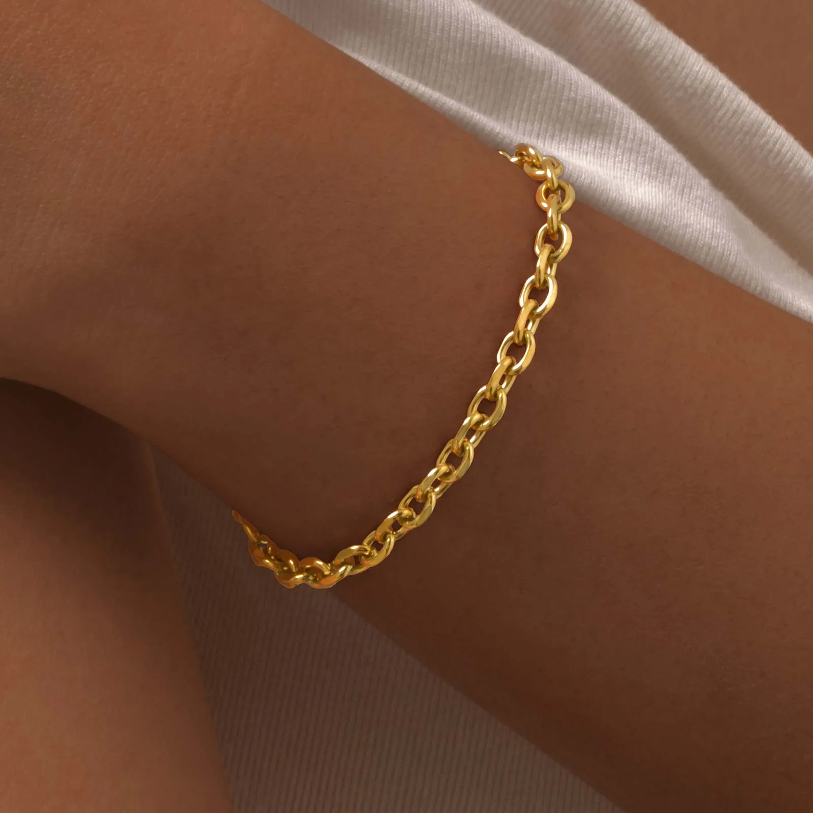 Vintage Style Classic Style Geometric 304 Stainless Steel 18K Gold Plated Cable Chain Bracelets In Bulk display picture 6
