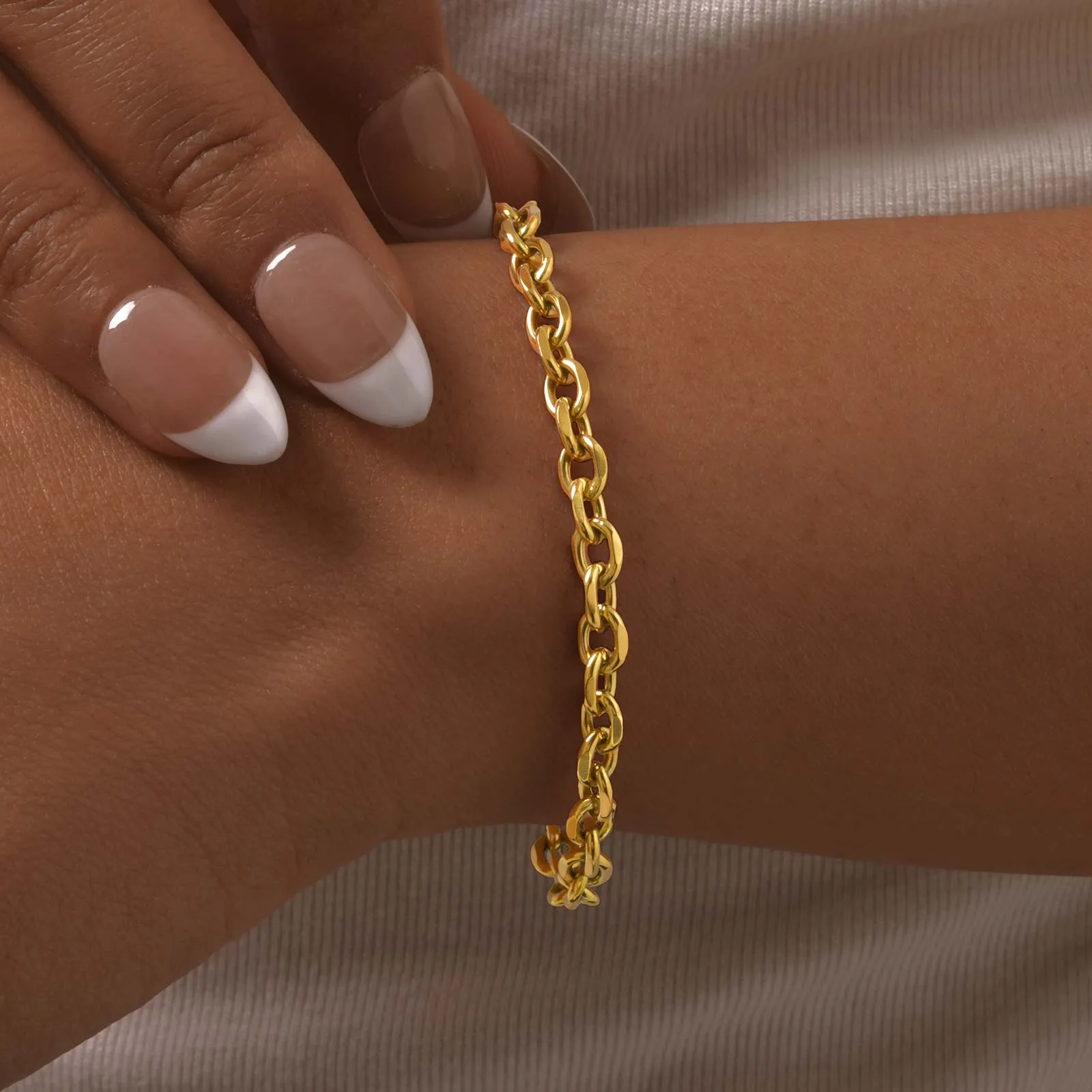 Vintage Style Classic Style Geometric 304 Stainless Steel 18K Gold Plated Cable Chain Bracelets In Bulk display picture 2