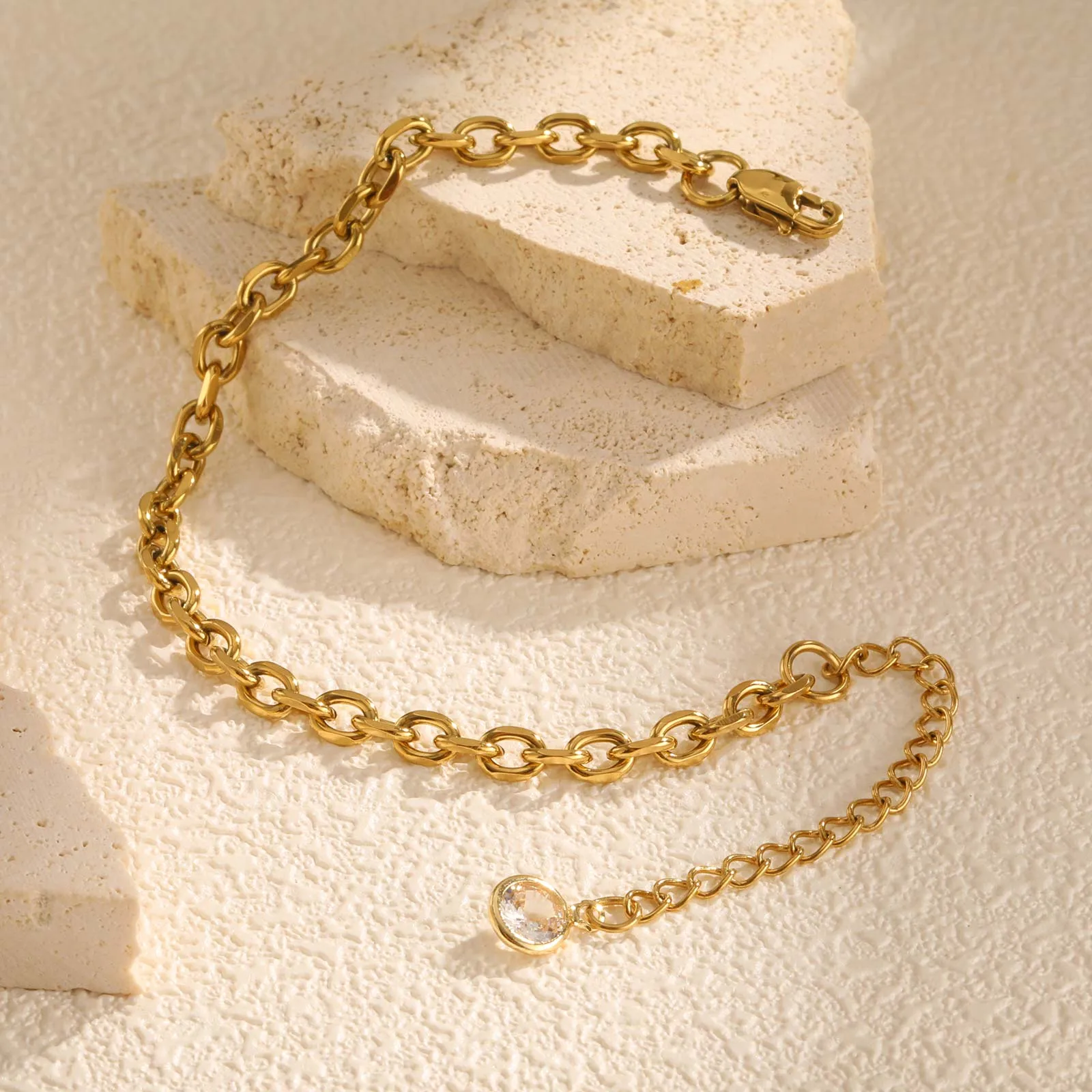 Vintage Style Classic Style Geometric 304 Stainless Steel 18K Gold Plated Cable Chain Bracelets In Bulk display picture 4