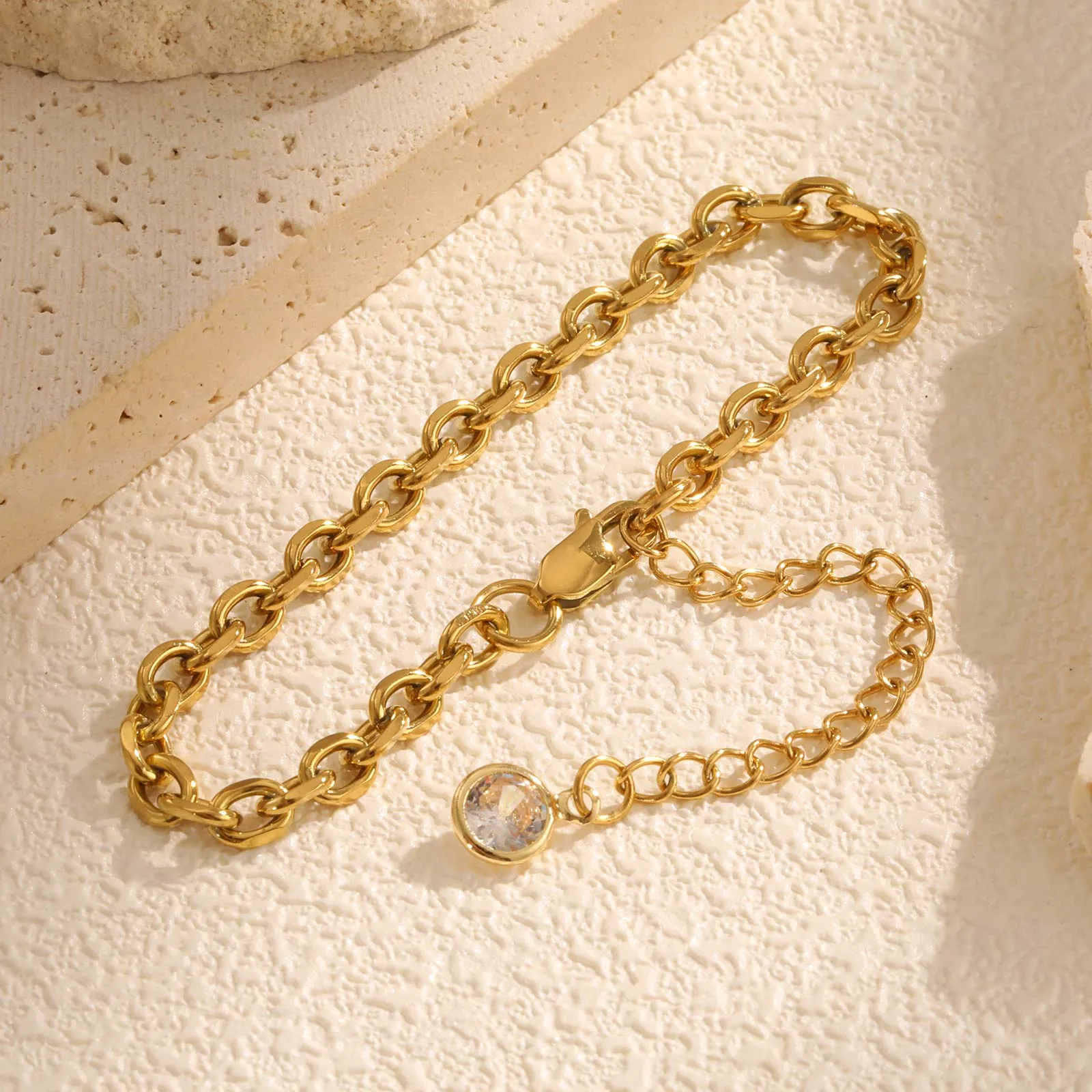 Vintage Style Classic Style Geometric 304 Stainless Steel 18K Gold Plated Cable Chain Bracelets In Bulk display picture 7