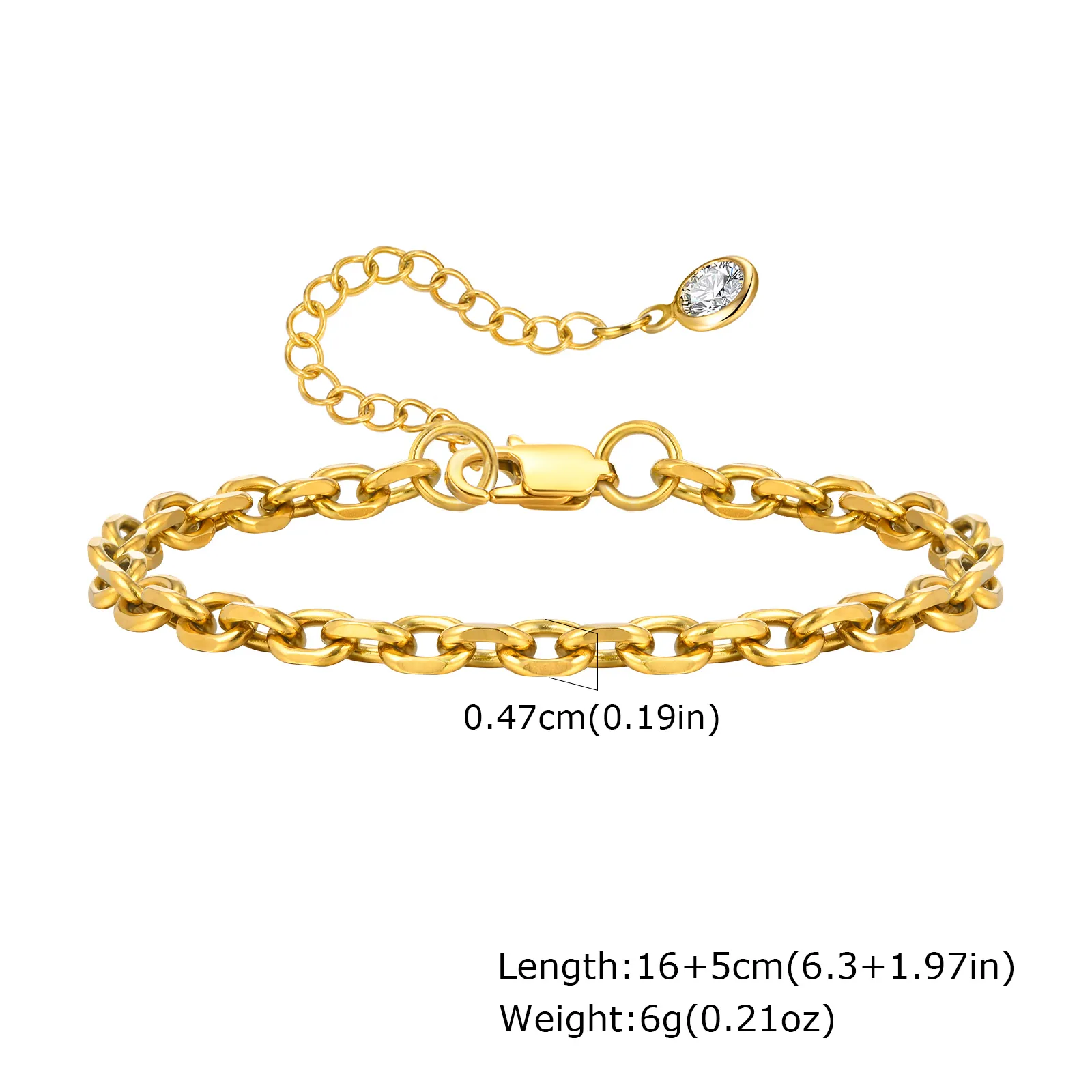 Vintage Style Classic Style Geometric 304 Stainless Steel 18K Gold Plated Cable Chain Bracelets In Bulk display picture 3