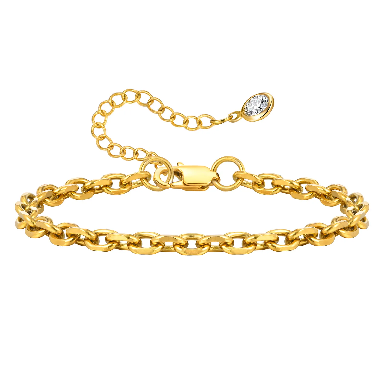 Vintage Style Classic Style Geometric 304 Stainless Steel 18K Gold Plated Cable Chain Bracelets In Bulk display picture 5