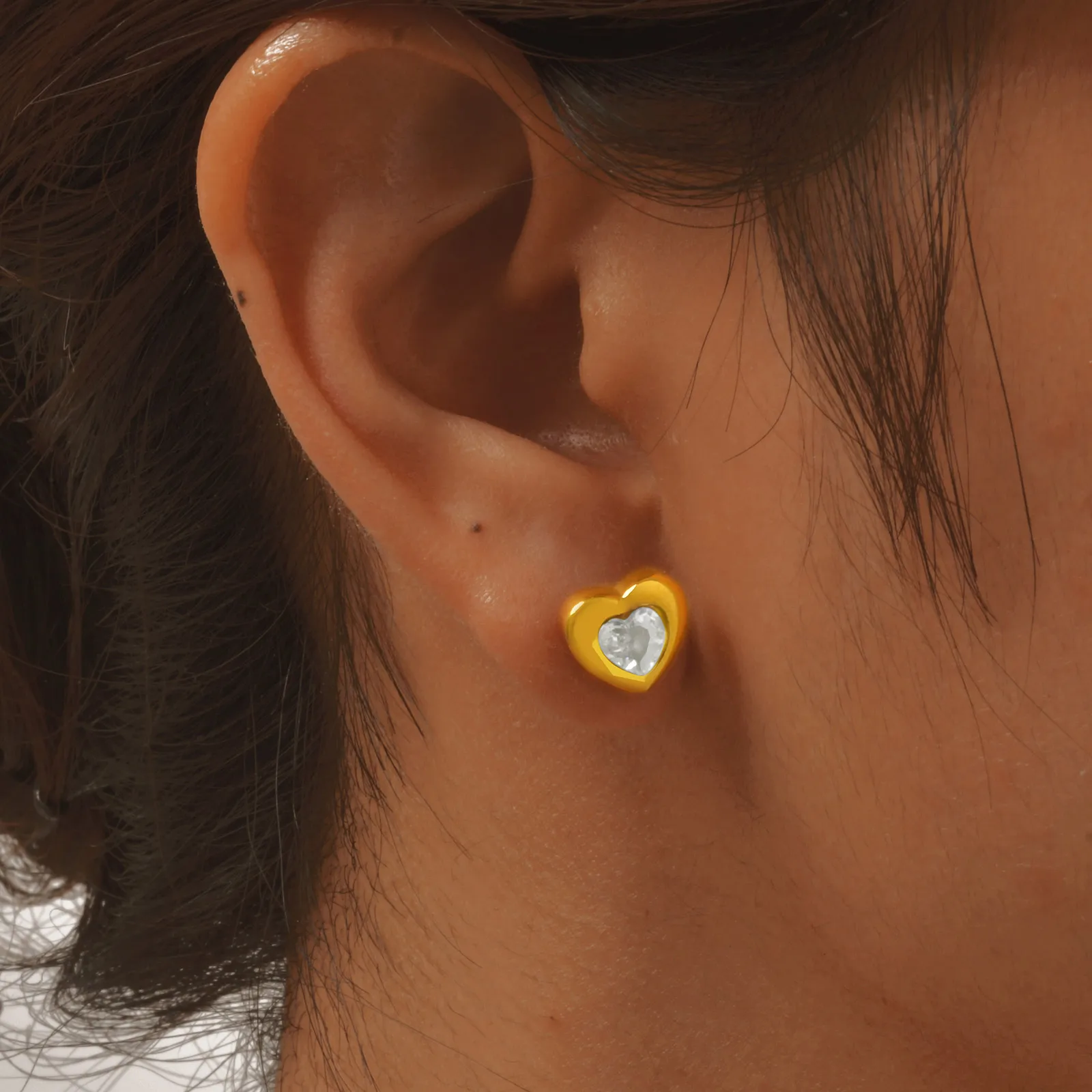 1 Pair Simple Style Heart Shape 201 Stainless Steel Ear Studs display picture 3