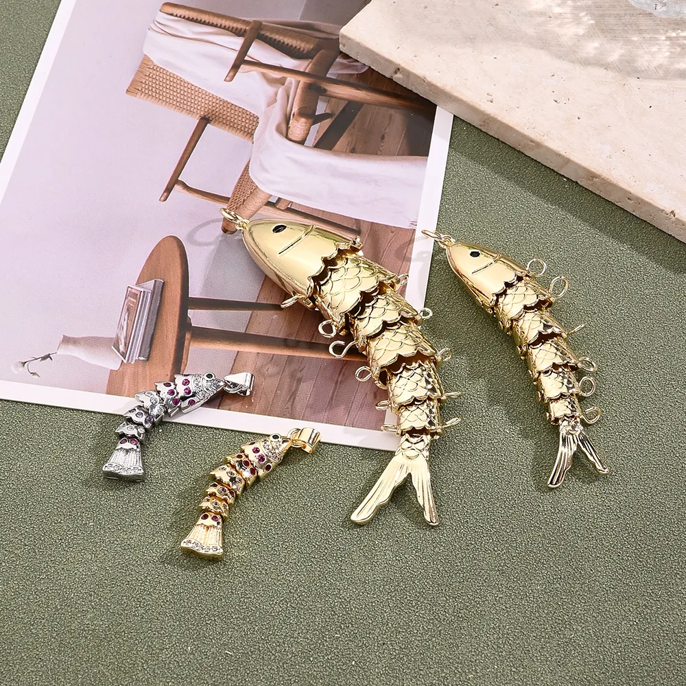 Casual Modern Style Simple Style Carp Copper Handmade Polishing Plating Zircon 18K Gold Plated White Gold Plated DIY Jewelry Accessories display picture 1
