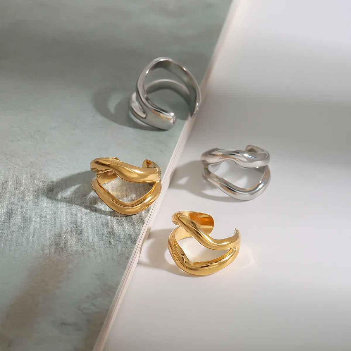 Basic Vacation Commute Geometric 316 Stainless Steel  Ear Cuffs display picture 7