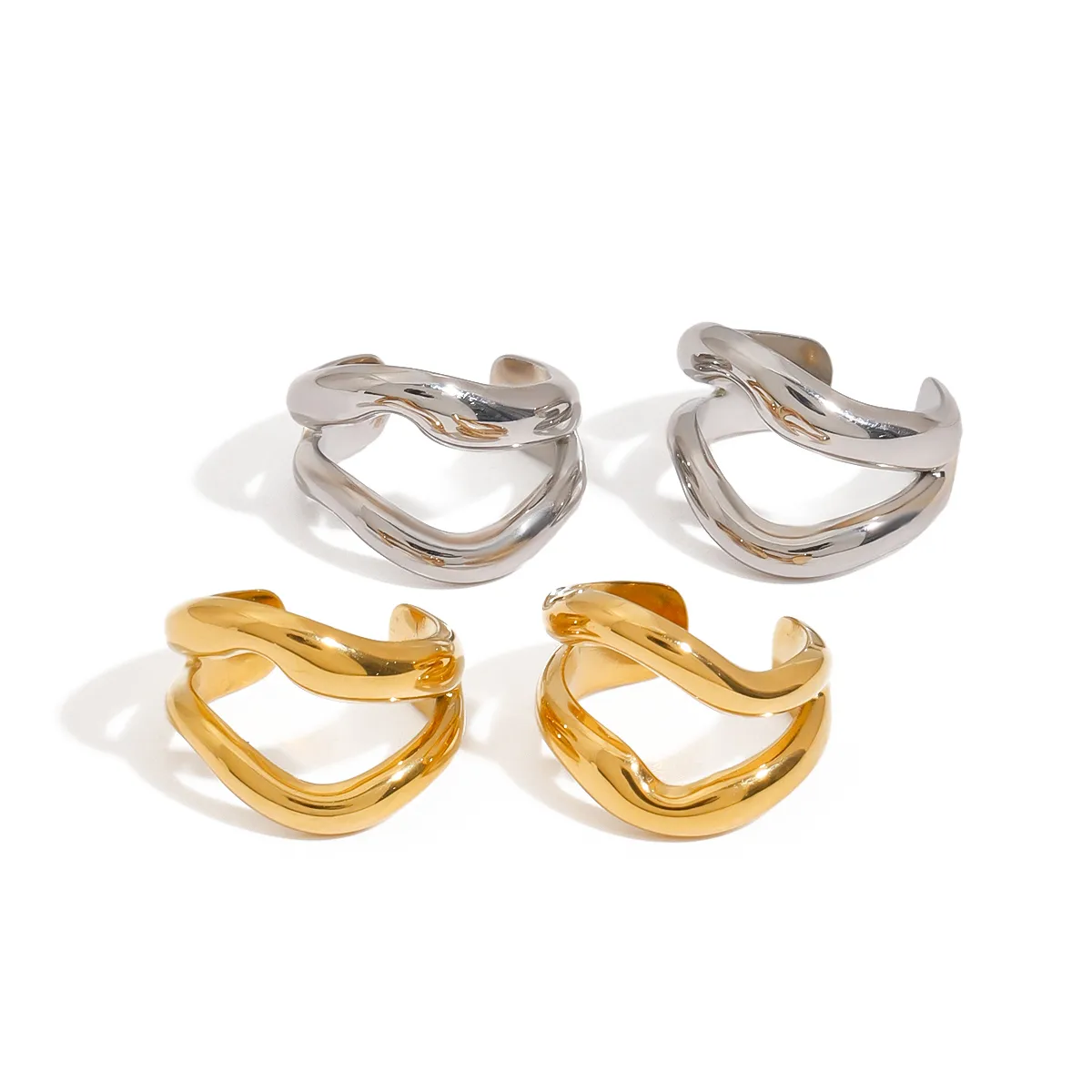 Basic Vacation Commute Geometric 316 Stainless Steel  Ear Cuffs display picture 10