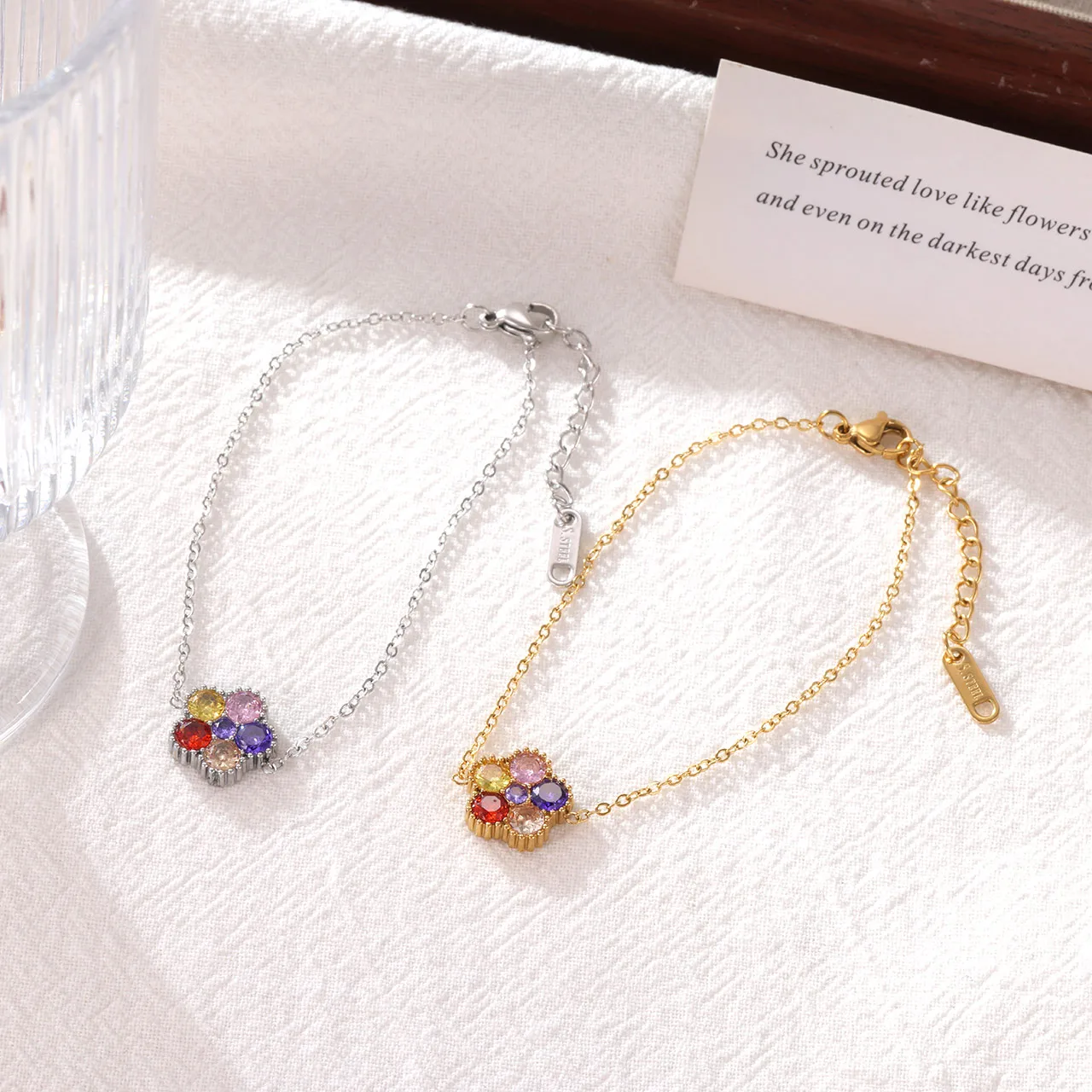 IG Style Simple Style Classic Style Flower 304 Stainless Steel 16K Gold Plated White Gold Plated Women's Bracelets display picture 3