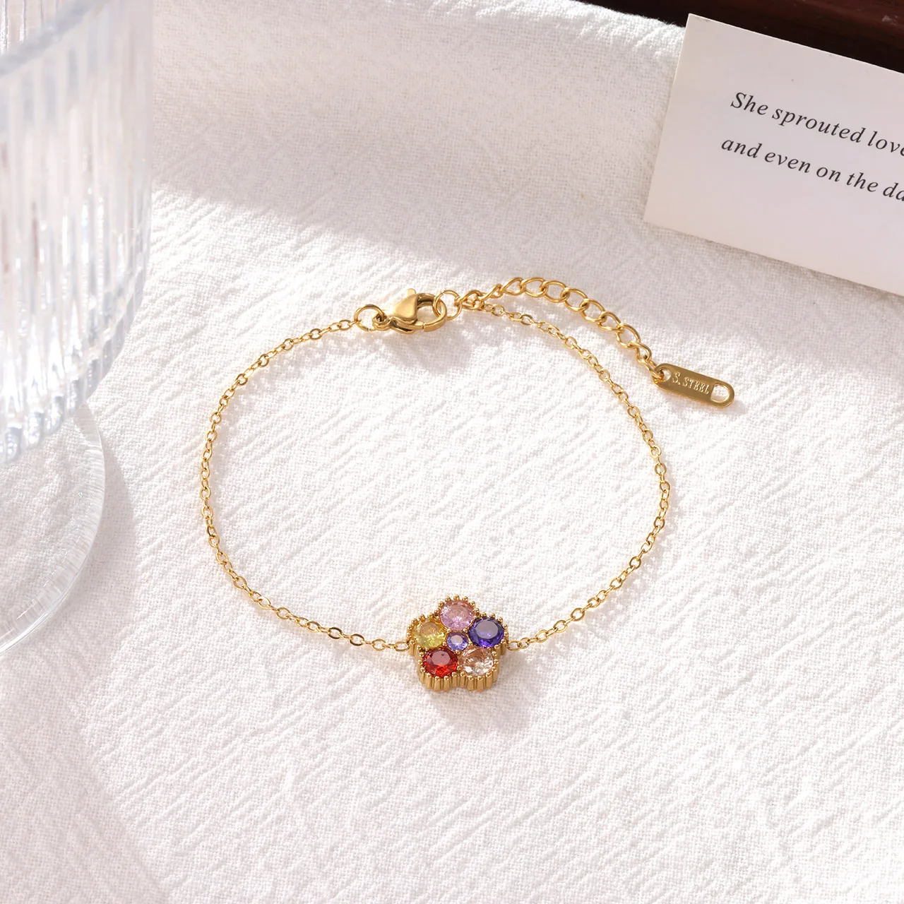 IG Style Simple Style Classic Style Flower 304 Stainless Steel 16K Gold Plated White Gold Plated Women's Bracelets display picture 1