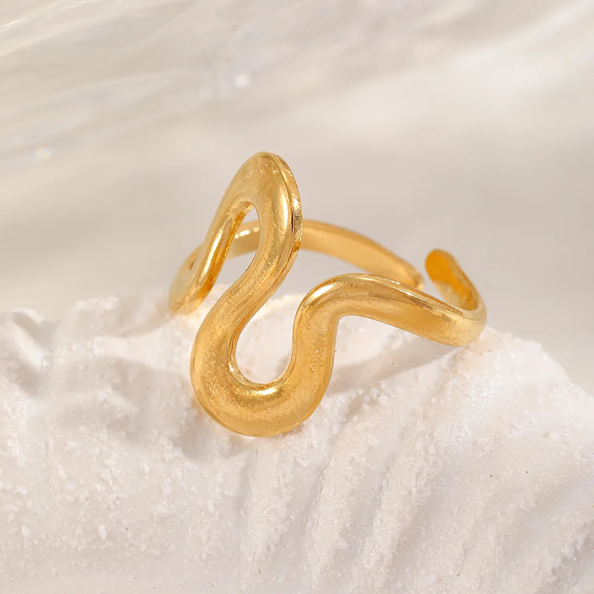 Casual Simple Style Irregular Geometric 304 Stainless Steel 18K Gold Plated Women's Open Rings display picture 1