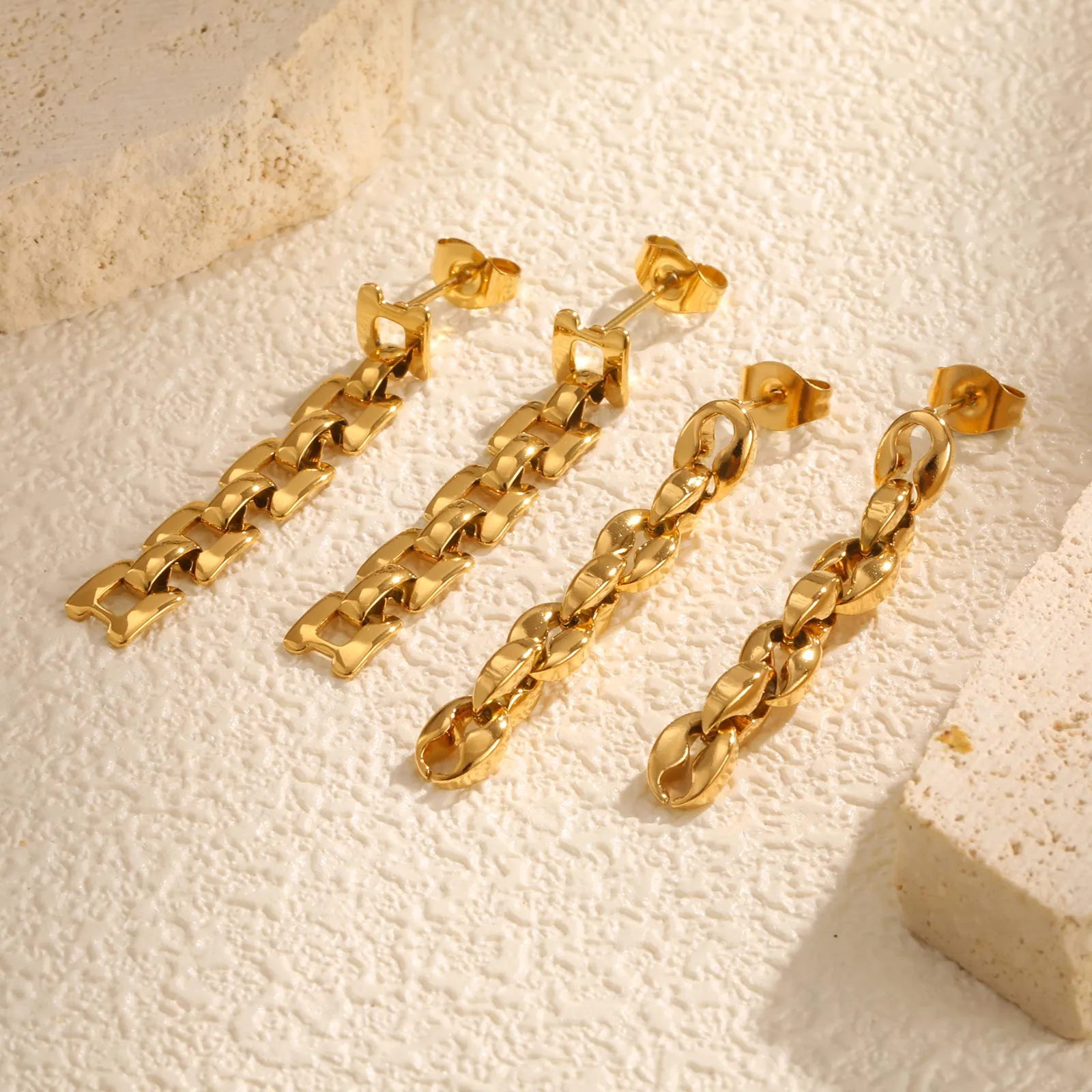 Vintage Style Classic Style Geometric Plating 304 Stainless Steel 18K Gold Plated Butterfly Backs Drop Earrings display picture 7