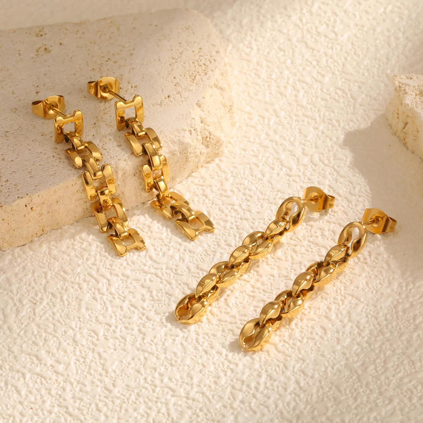 Vintage Style Classic Style Geometric Plating 304 Stainless Steel 18K Gold Plated Butterfly Backs Drop Earrings display picture 5