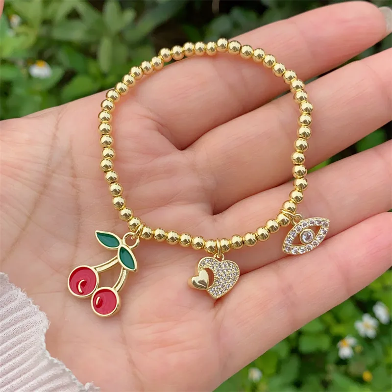 Classic Style Devil's Eye Heart Shape Copper 18K Gold Plated Women's Bracelets display picture 7