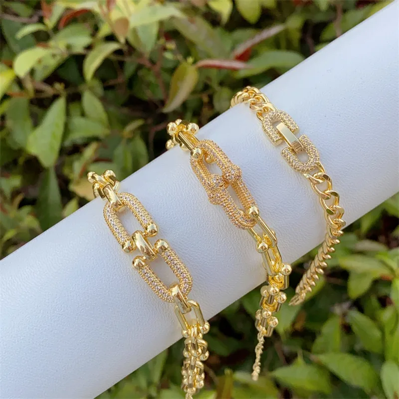 Classic Style Geometric Copper Zircon 18K Gold Plated Women's Bracelets display picture 5