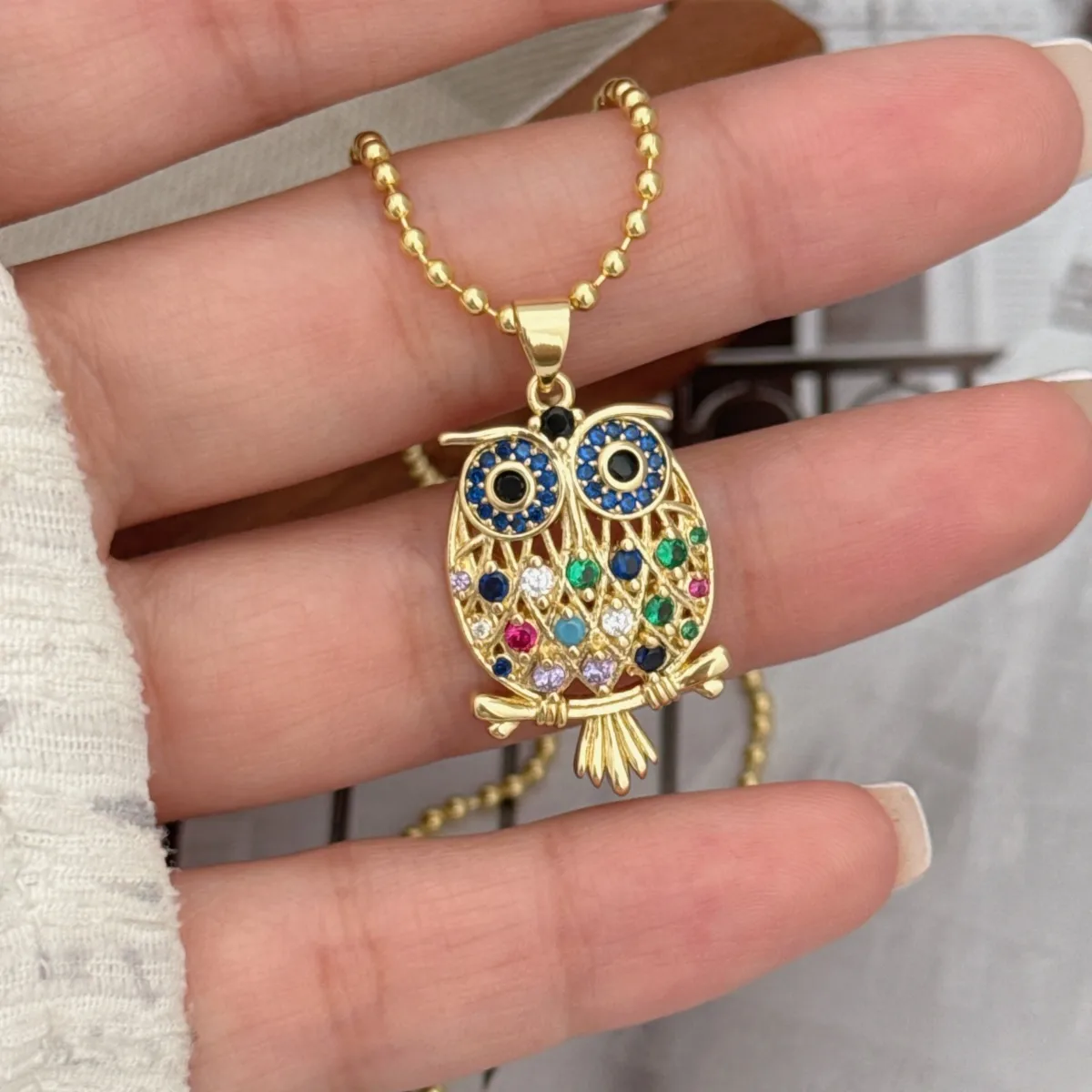 Simple Style Classic Style Animal Owl Copper Plating Inlay Zircon 18K Gold Plated Women's Pendant Necklace display picture 1