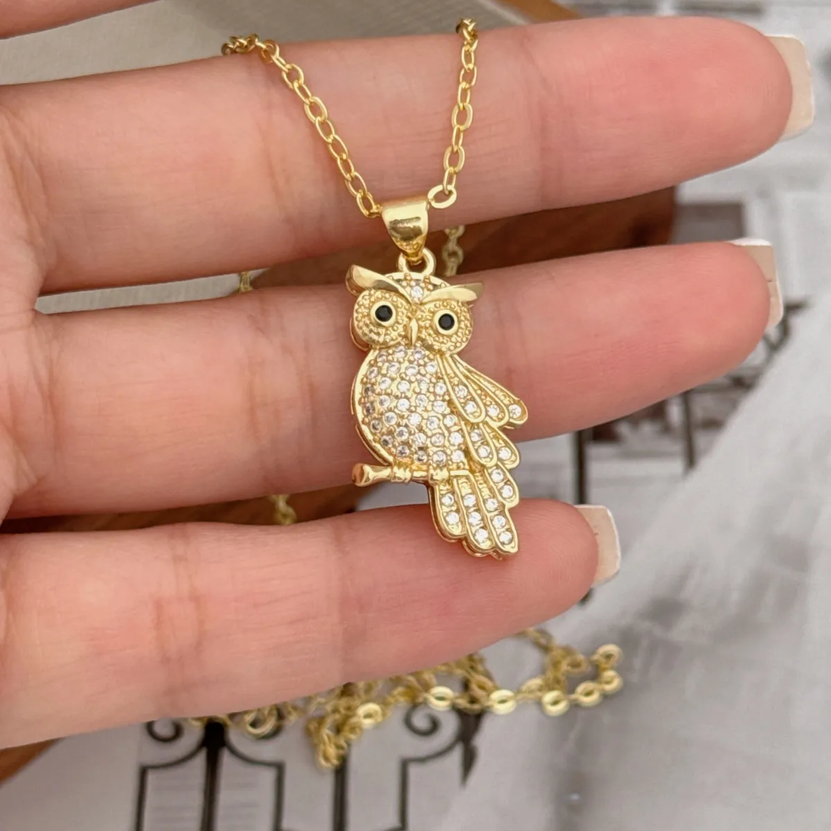 Simple Style Classic Style Animal Owl Copper Plating Inlay Zircon 18K Gold Plated Women's Pendant Necklace display picture 2