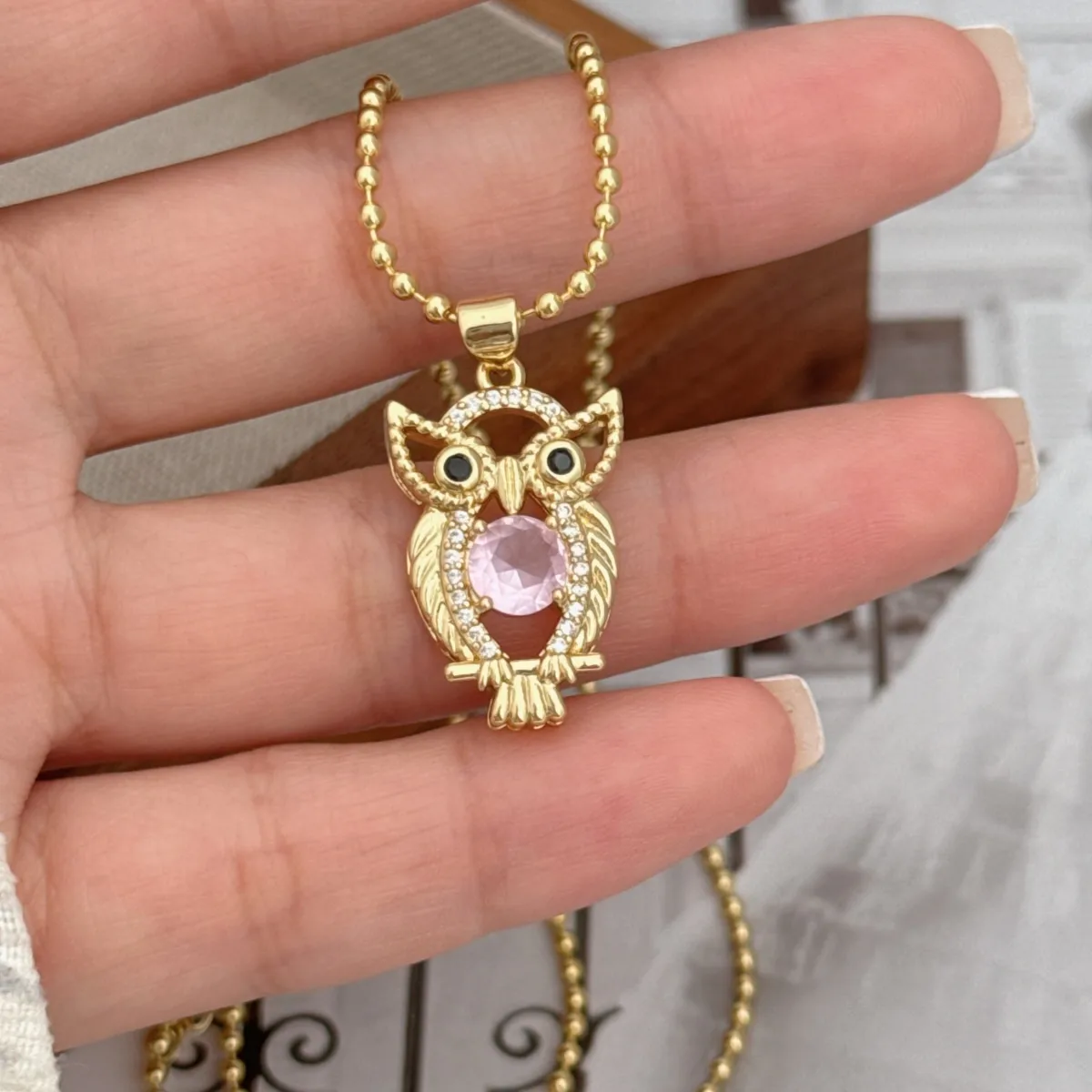 Simple Style Classic Style Animal Owl Copper Plating Inlay Zircon 18K Gold Plated Women's Pendant Necklace display picture 5