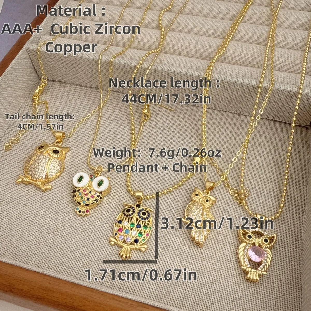 Simple Style Classic Style Animal Owl Copper Plating Inlay Zircon 18K Gold Plated Women's Pendant Necklace display picture 7