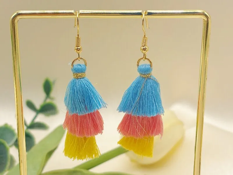 1 Pair Ethnic Style Tassel Cloth Drop Earrings display picture 2