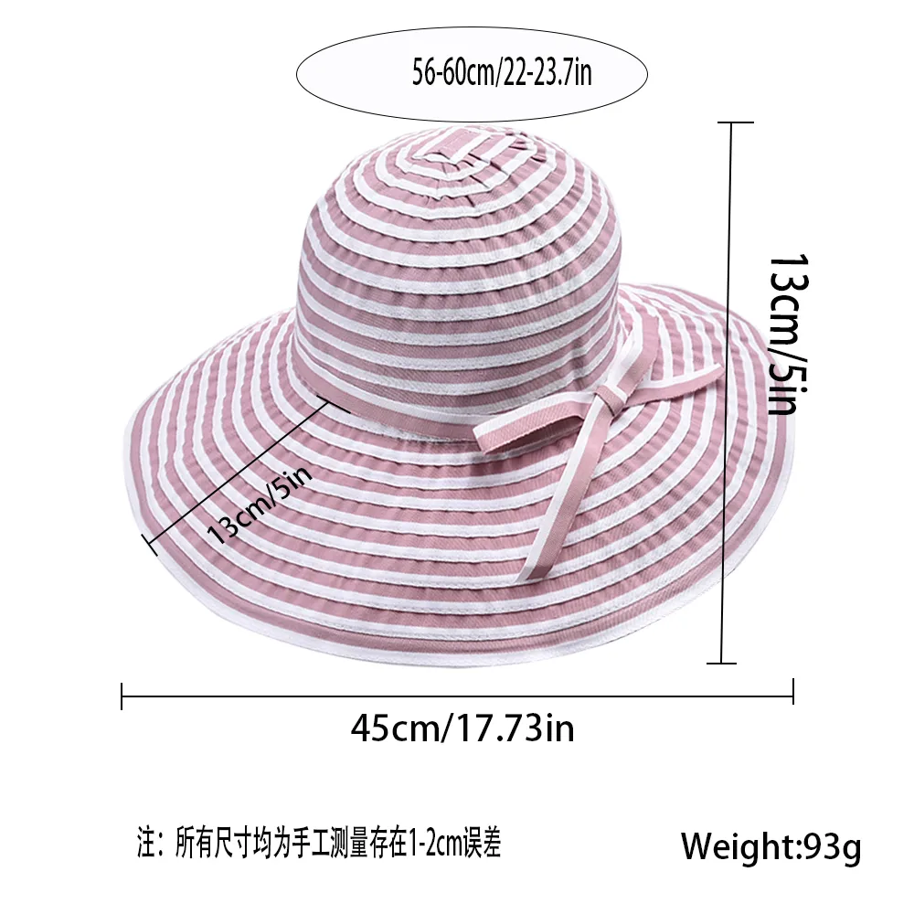 Women's Cute Sweet British Style Stripe Bowknot Big Eaves Sun Hat Bucket Hat display picture 2