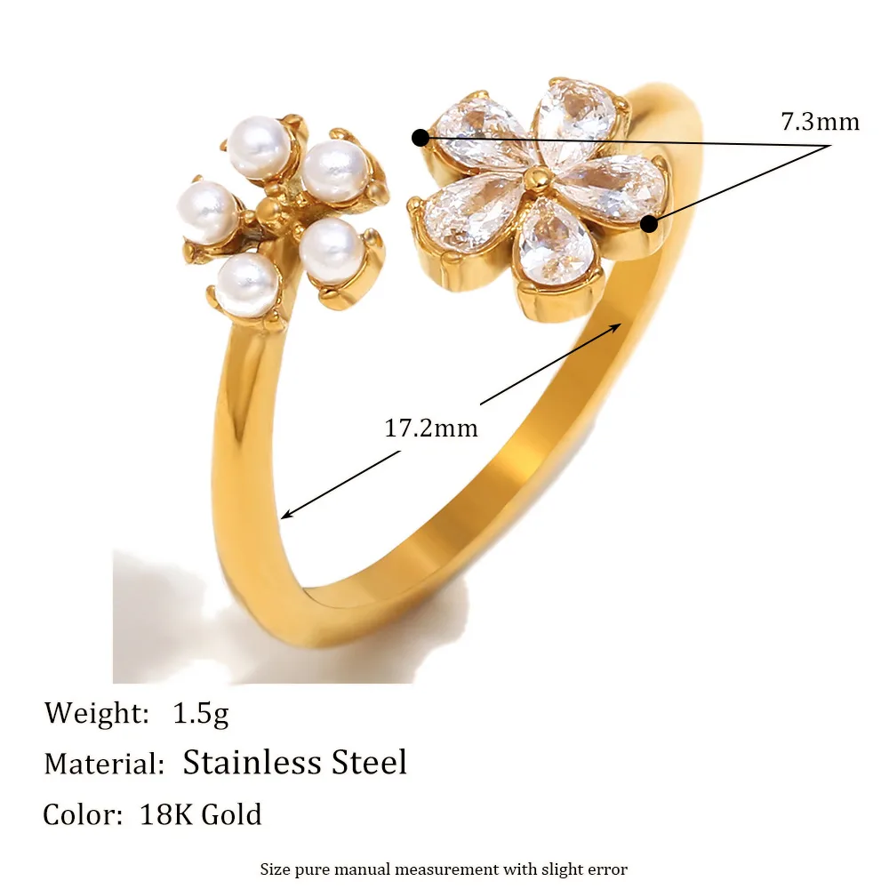 Elegant Retro Flower 304 Stainless Steel Plating Women's Open Rings display picture 2