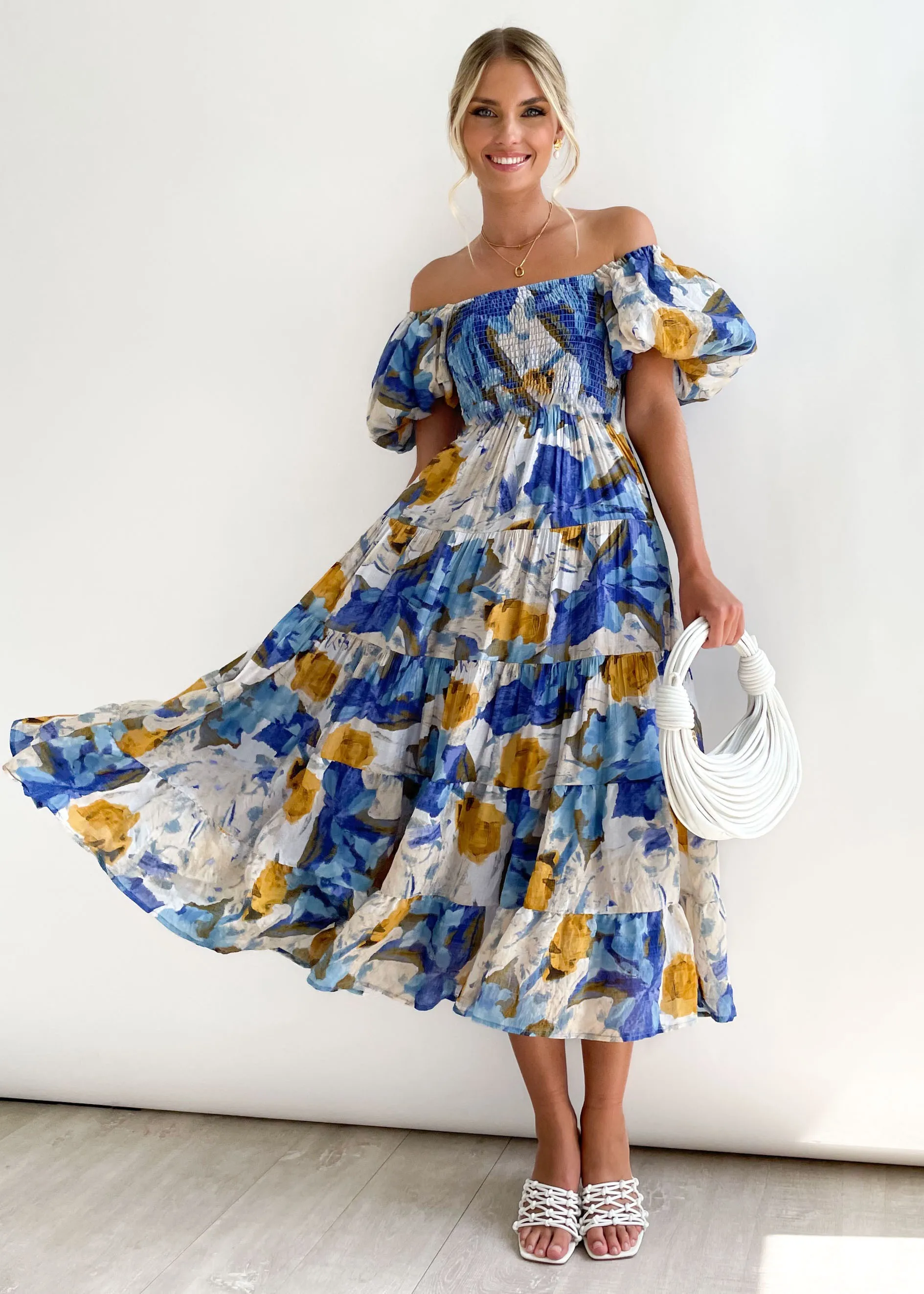Women's Boho Dress Bohemian Boat Neck Ruffles Short Sleeve Printing Graffiti Midi Dress Daily Date display picture 2