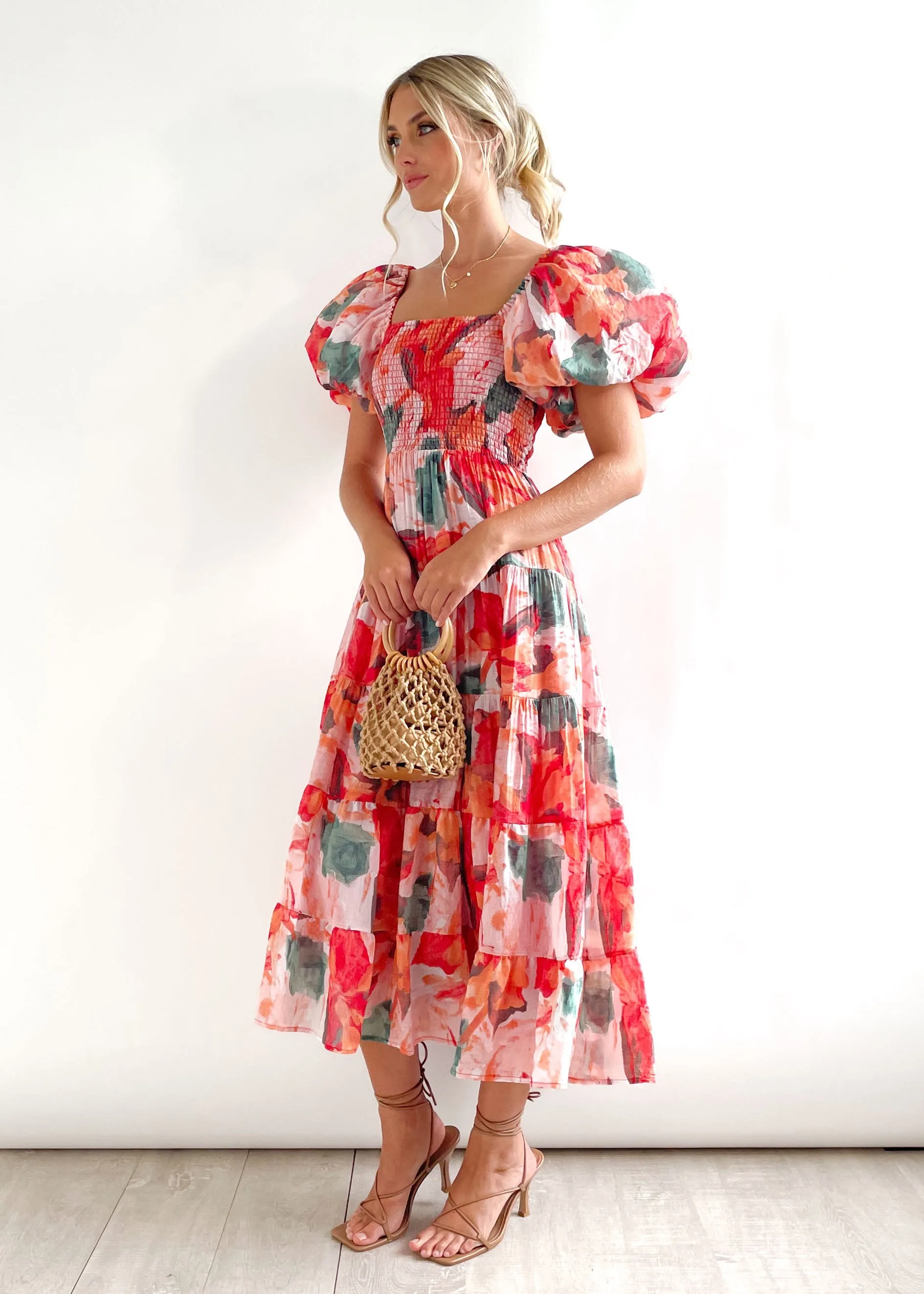 Women's Boho Dress Bohemian Boat Neck Ruffles Short Sleeve Printing Graffiti Midi Dress Daily Date display picture 5
