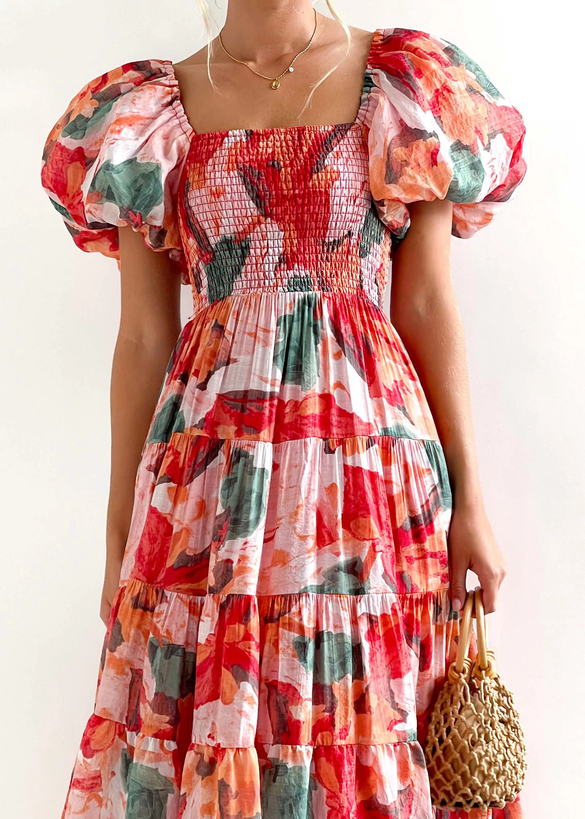 Women's Boho Dress Bohemian Boat Neck Ruffles Short Sleeve Printing Graffiti Midi Dress Daily Date display picture 9