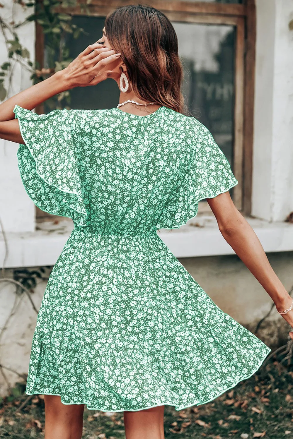 Women's Floral Dress Streetwear V Neck Short Sleeve Printing Above Knee Daily display picture 1
