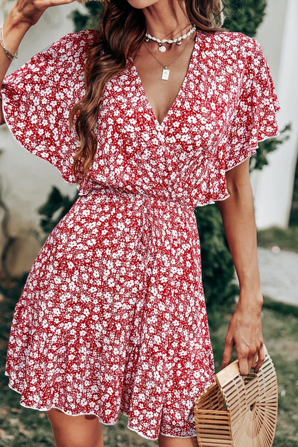 Women's Floral Dress Streetwear V Neck Short Sleeve Printing Above Knee Daily display picture 5