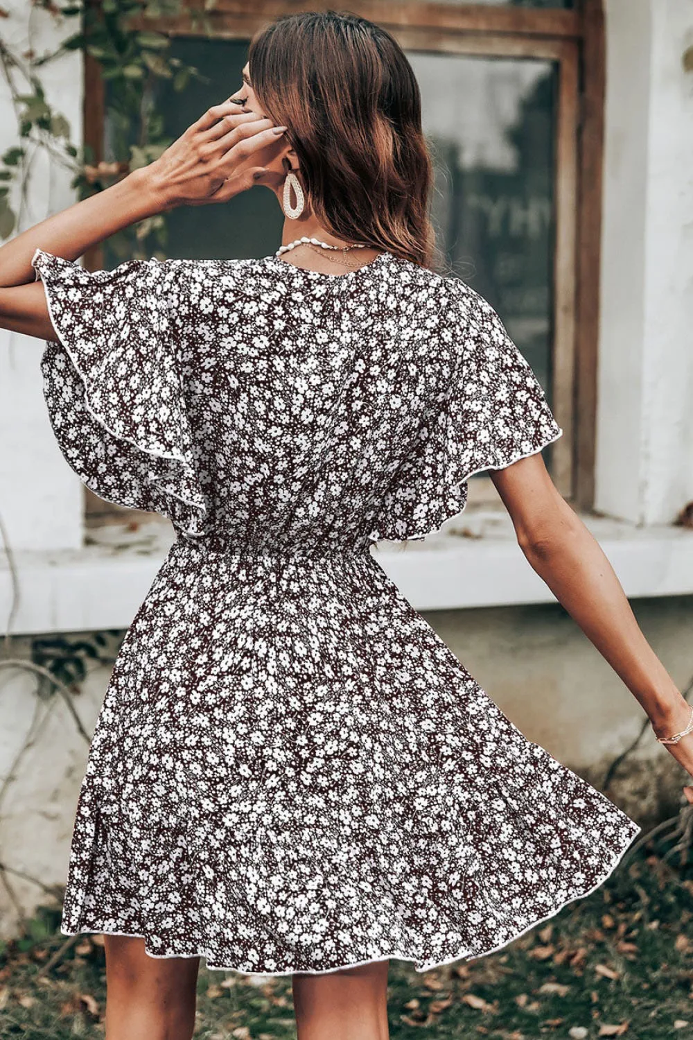 Women's Floral Dress Streetwear V Neck Short Sleeve Printing Above Knee Daily display picture 3