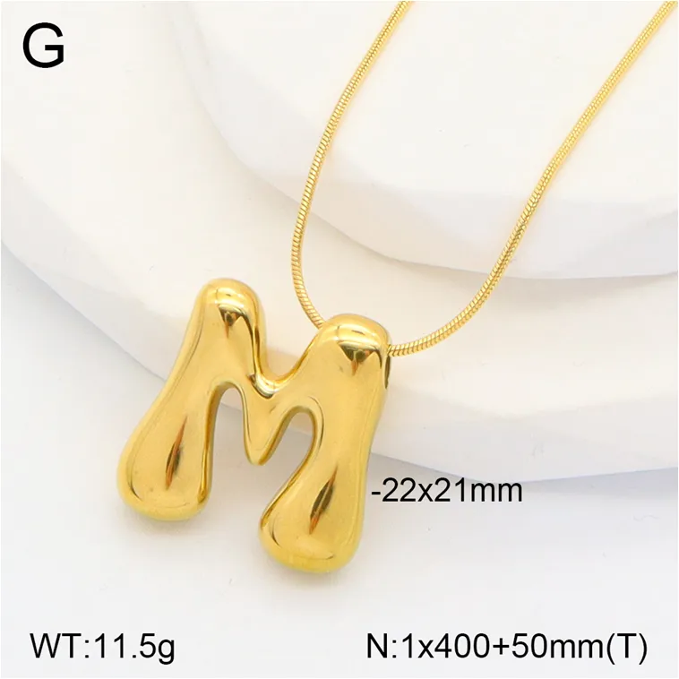 Casual Classic Style Letter 304 Stainless Steel Polishing Plating 18K Gold Plated Unisex Pendant Necklace display picture 17
