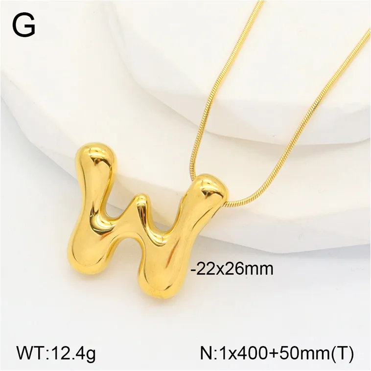 Casual Classic Style Letter 304 Stainless Steel Polishing Plating 18K Gold Plated Unisex Pendant Necklace display picture 28