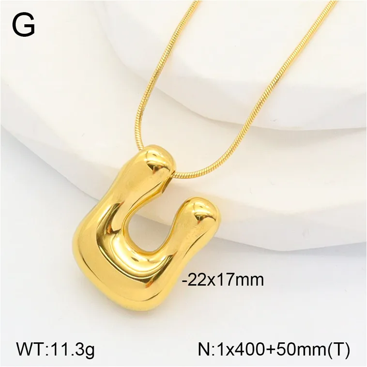 Casual Classic Style Letter 304 Stainless Steel Polishing Plating 18K Gold Plated Unisex Pendant Necklace display picture 24