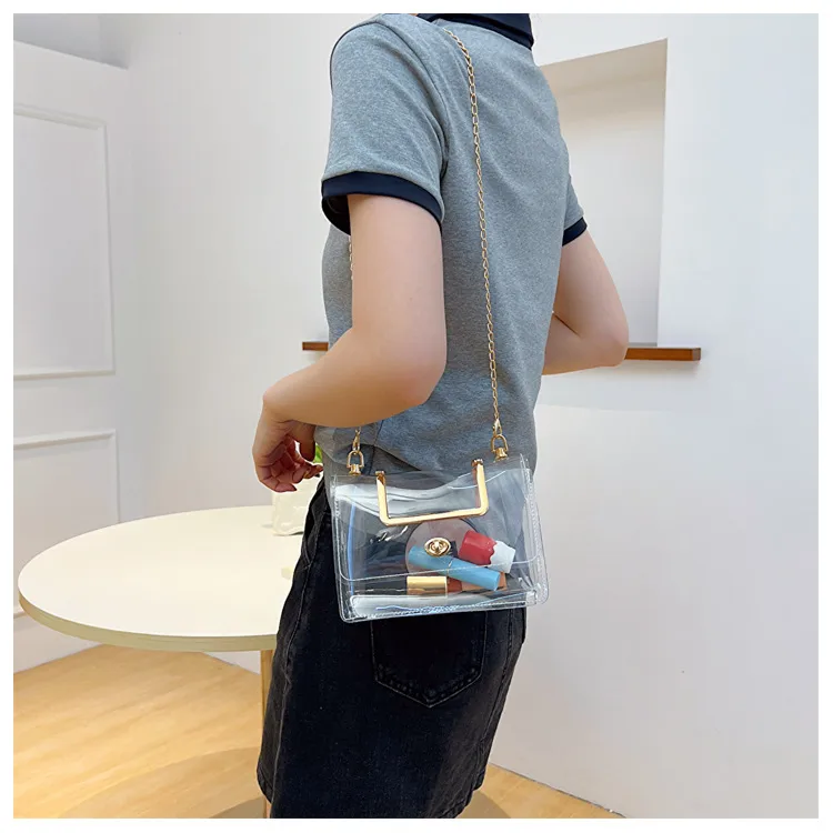 Women's PVC Solid Color Streetwear Square Lock Clasp Square Bag display picture 7
