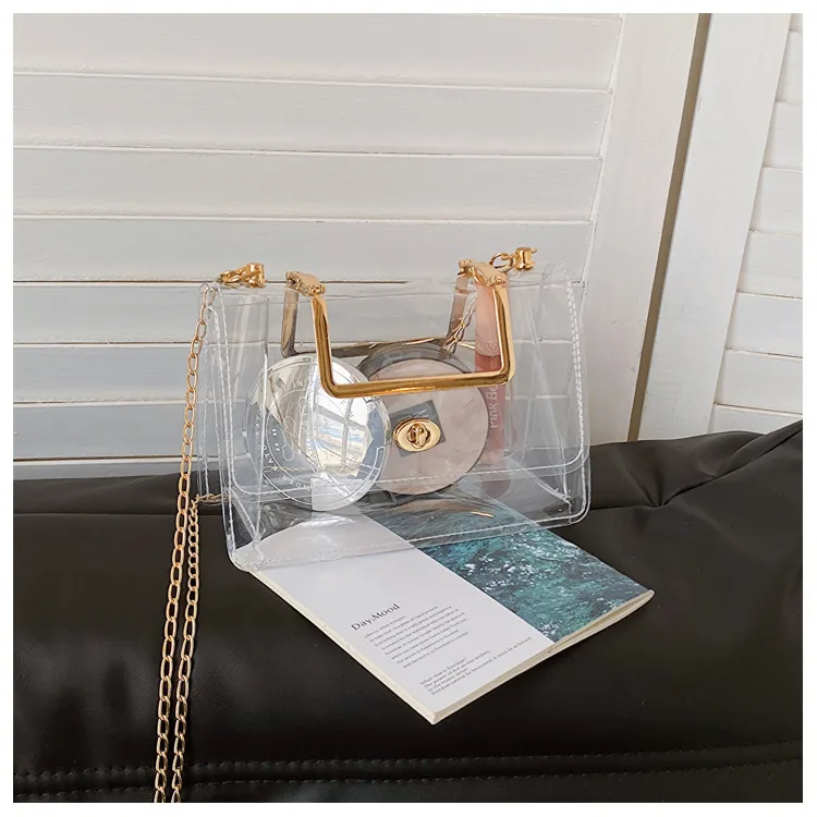 Women's PVC Solid Color Streetwear Square Lock Clasp Square Bag display picture 9