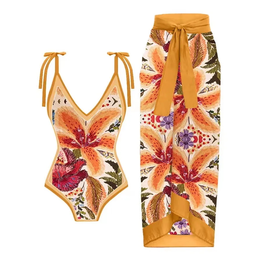Women's Elegant Sexy Printing 2 Pieces 1 PCS/Package One Piece Swimwear display picture 1