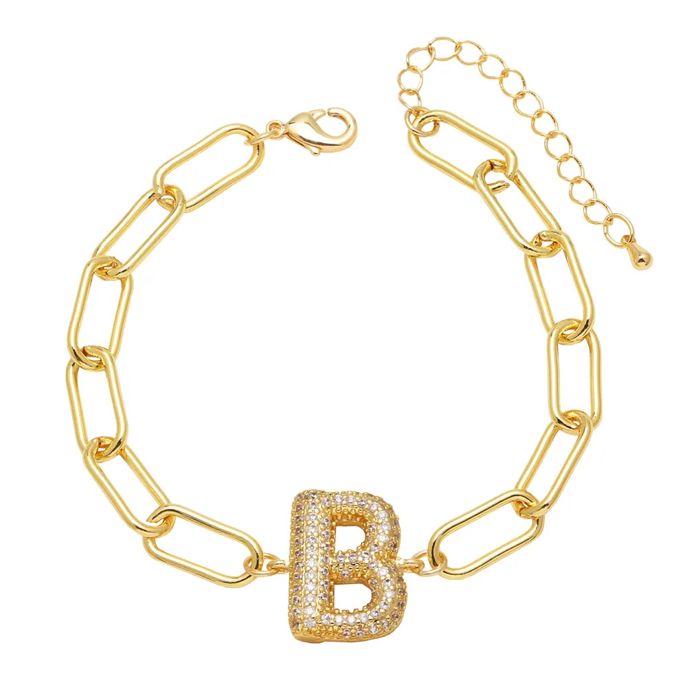 Simple Style Letter Copper Plating Inlay Zircon 18K Gold Plated Unisex Bracelets display picture 3