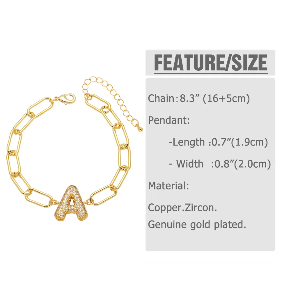 Simple Style Letter Copper Plating Inlay Zircon 18K Gold Plated Unisex Bracelets display picture 1